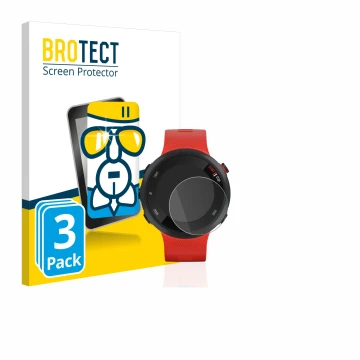 Vorderseite einer Produktverpackung mit dem Markenlogo BROTECT. Daneben ist das Gerät Garmin Forerunner 45 mit dem zugehörigen