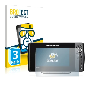 Vorderseite einer Produktverpackung mit dem Markenlogo BROTECT. Daneben ist das Gerät Humminbird Helix 9 G3N mit dem zugehörig
