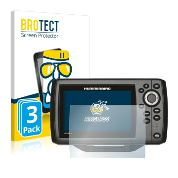 Vorderseite einer Produktverpackung mit dem Markenlogo BROTECT. Daneben ist das Gerät Humminbird Helix 5 mit dem zugehörigen D