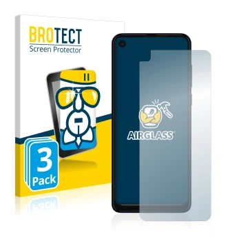 Vorderseite einer Produktverpackung mit dem Markenlogo BROTECT. Daneben ist das Gerät Motorola One Vision mit dem zugehörigen 