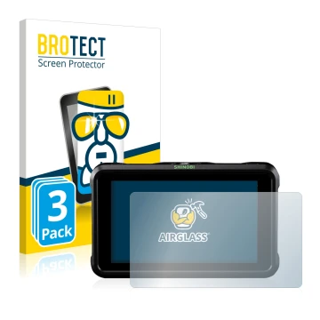 Vorderseite einer Produktverpackung mit dem Markenlogo BROTECT. Daneben ist das Gerät Atomos Shinobi SDI mit dem zugehörigen D