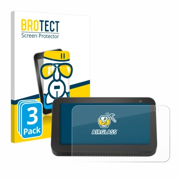 Vorderseite einer Produktverpackung mit dem Markenlogo BROTECT. Daneben ist das Gerät Amazon Echo Show 5 (2. Gen.) mit dem zug