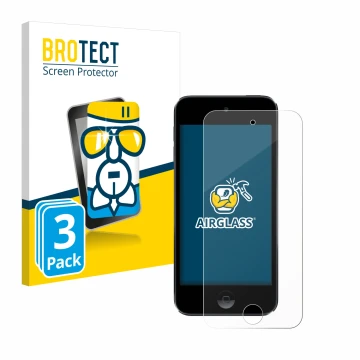 Vorderseite einer Produktverpackung mit dem Markenlogo BROTECT. Daneben ist das Gerät Apple iPod Touch (7. Gen.) mit dem zugeh