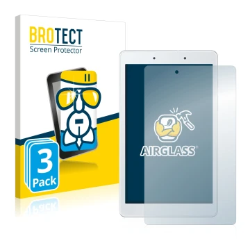Vorderseite einer Produktverpackung mit dem Markenlogo BROTECT. Daneben ist das Gerät Samsung Galaxy Tab A 8.0 WiFi 2019 mit d