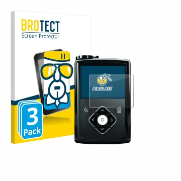 Vorderseite einer Produktverpackung mit dem Markenlogo BROTECT. Daneben ist das Gerät Medtronic Minimed 640G mit dem zugehörig