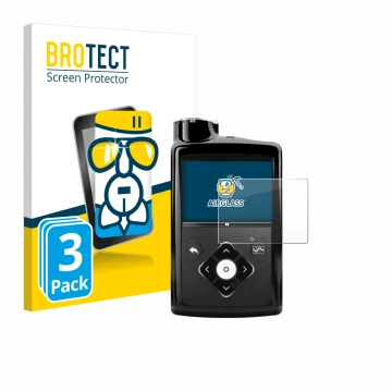 Vorderseite einer Produktverpackung mit dem Markenlogo BROTECT. Daneben ist das Gerät Medtronic Minimed 670G mit dem zugehörig