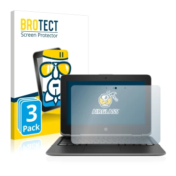 Vorderseite einer Produktverpackung mit dem Markenlogo BROTECT. Daneben ist das Gerät HP ProBook x360 11 G3 mit dem zugehörige
