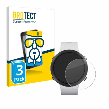 Vorderseite einer Produktverpackung mit dem Markenlogo BROTECT. Daneben ist das Gerät Garmin Swim 2 mit dem zugehörigen Displa