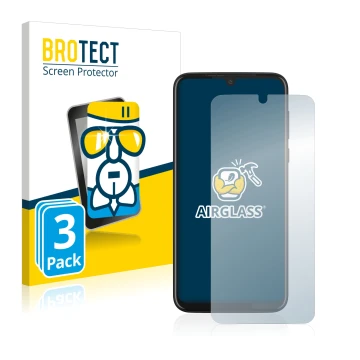 Vorderseite einer Produktverpackung mit dem Markenlogo BROTECT. Daneben ist das Gerät Motorola Moto G8 Plus mit dem zugehörige