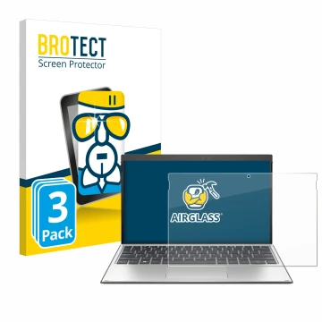 Vorderseite einer Produktverpackung mit dem Markenlogo BROTECT. Daneben ist das Gerät HP Elite x2 G4 mit dem zugehörigen Displ