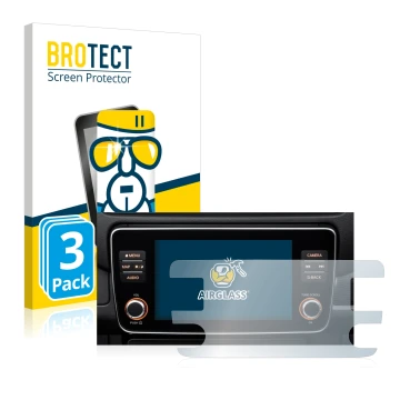 Vorderseite einer Produktverpackung mit dem Markenlogo BROTECT. Daneben ist das Gerät Nissan Leaf E Plus Infotainment System m