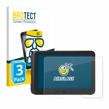 Vorderseite einer Produktverpackung mit dem Markenlogo BROTECT. Daneben ist das Gerät Samsung Galaxy Tab Active Pro mit dem zu