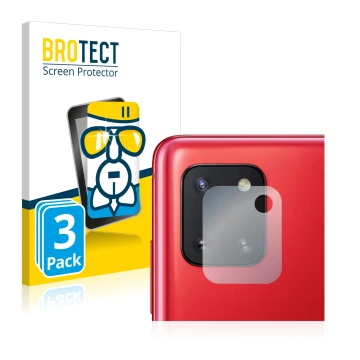 Vorderseite einer Produktverpackung mit dem Markenlogo BROTECT. Daneben ist das Gerät Samsung Galaxy Note 10 Lite (NUR Kameras