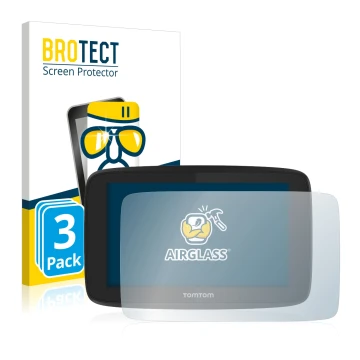 Vorderseite einer Produktverpackung mit dem Markenlogo BROTECT. Daneben ist das Gerät TomTom Go Professional 520 mit dem zugeh