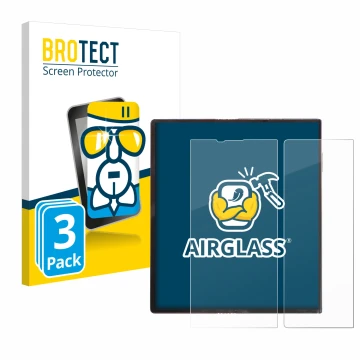 Vorderseite einer Produktverpackung mit dem Markenlogo BROTECT. Daneben ist das Gerät Huawei Mate Xs mit dem zugehörigen Displ