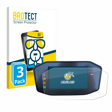 Vorderseite einer Produktverpackung mit dem Markenlogo BROTECT. Daneben ist das Gerät KTM 890 Duke R 2020 TFT Screen mit dem z