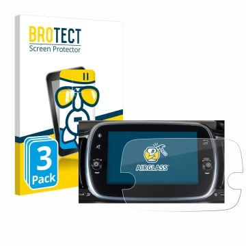 Vorderseite einer Produktverpackung mit dem Markenlogo BROTECT. Daneben ist das Gerät Fiat 595 Abarth Uconnect 7