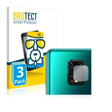 Vorderseite einer Produktverpackung mit dem Markenlogo BROTECT. Daneben ist das Gerät Xiaomi Redmi Note 9S (NUR Kameraschutz) 