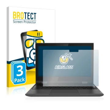 Vorderseite einer Produktverpackung mit dem Markenlogo BROTECT. Daneben ist das Gerät Lenovo 300e (2. Gen.) mit dem zugehörige