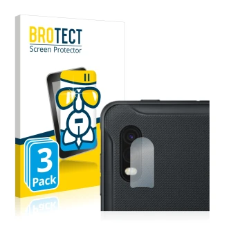 Vorderseite einer Produktverpackung mit dem Markenlogo BROTECT. Daneben ist das Gerät Samsung Galaxy XCover Pro (NUR Kamerasch