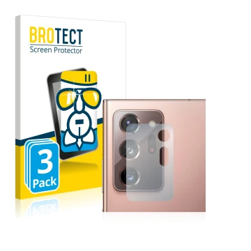 Vorderseite einer Produktverpackung mit dem Markenlogo BROTECT. Daneben ist das Gerät Samsung Galaxy Note 20 Ultra 5G (NUR Kam
