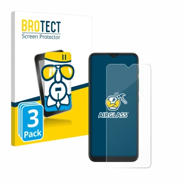 Vorderseite einer Produktverpackung mit dem Markenlogo BROTECT. Daneben ist das Gerät Motorola Moto G9 Play mit dem zugehörige