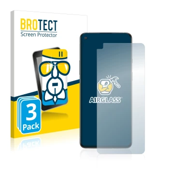 Vorderseite einer Produktverpackung mit dem Markenlogo BROTECT. Daneben ist das Gerät OnePlus 8T mit dem zugehörigen Displaysc