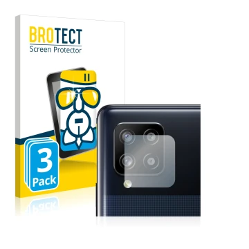 Vorderseite einer Produktverpackung mit dem Markenlogo BROTECT. Daneben ist das Gerät Samsung Galaxy A42 5G (NUR Kameraschutz)