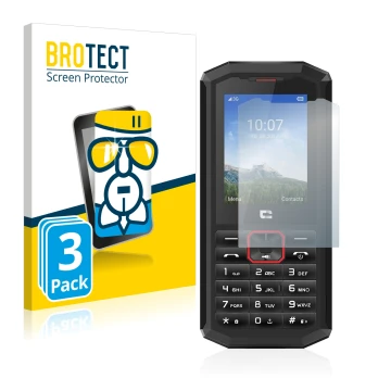Vorderseite einer Produktverpackung mit dem Markenlogo BROTECT. Daneben ist das Gerät Crosscall Spider X5 mit dem zugehörigen 