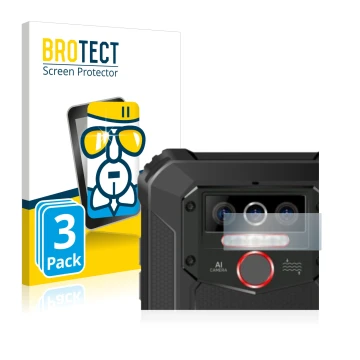 Vorderseite einer Produktverpackung mit dem Markenlogo BROTECT. Daneben ist das Gerät Oukitel WP5 Pro (NUR Kameraschutz) mit d