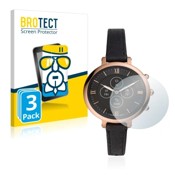 Vorderseite einer Produktverpackung mit dem Markenlogo BROTECT. Daneben ist das Gerät Fossil Monroe Hybrid HR mit dem zugehöri