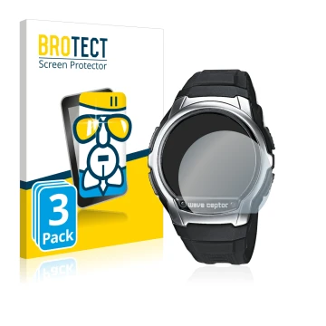 Vorderseite einer Produktverpackung mit dem Markenlogo BROTECT. Daneben ist das Gerät Casio Wave Ceptor WV-58 mit dem zugehöri