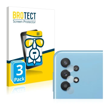 Vorderseite einer Produktverpackung mit dem Markenlogo BROTECT. Daneben ist das Gerät Samsung Galaxy A32 5G (NUR Kameraschutz)