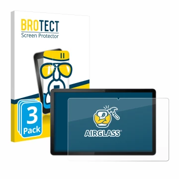 Vorderseite einer Produktverpackung mit dem Markenlogo BROTECT. Daneben ist das Gerät Lenovo Tab P11 (im Querformat) mit dem z