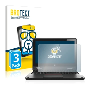 Vorderseite einer Produktverpackung mit dem Markenlogo BROTECT. Daneben ist das Gerät Lenovo ThinkPad Yoga 11e 6.Gen mit dem z
