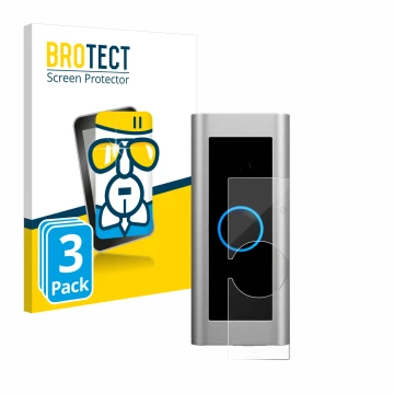 Vorderseite einer Produktverpackung mit dem Markenlogo BROTECT. Daneben ist das Gerät Ring Video Doorbell Pro 2 mit dem zugehö