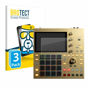 Vorderseite einer Produktverpackung mit dem Markenlogo BROTECT. Daneben ist das Gerät Akai MPC One mit dem zugehörigen Display