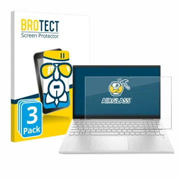 Vorderseite einer Produktverpackung mit dem Markenlogo BROTECT. Daneben ist das Gerät HP Pavilion x360 (15-erX) mit dem zugehö