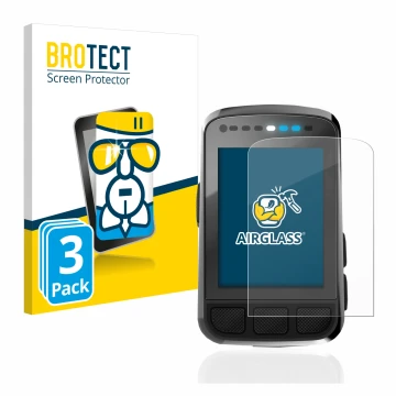 Vorderseite einer Produktverpackung mit dem Markenlogo BROTECT. Daneben ist das Gerät Wahoo Elemnt Bolt V2 GPS mit dem zugehör