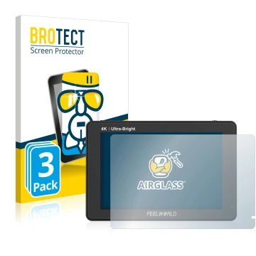 Vorderseite einer Produktverpackung mit dem Markenlogo BROTECT. Daneben ist das Gerät Feelworld LUT7 7