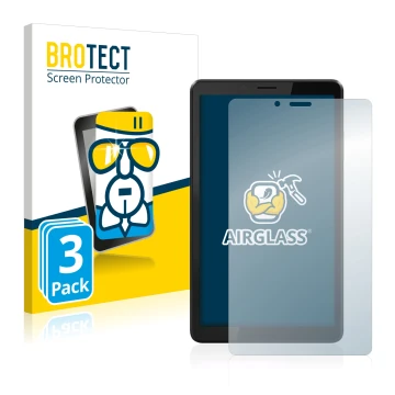 Vorderseite einer Produktverpackung mit dem Markenlogo BROTECT. Daneben ist das Gerät Lenovo Tab M7 (3. Gen.) mit dem zugehöri