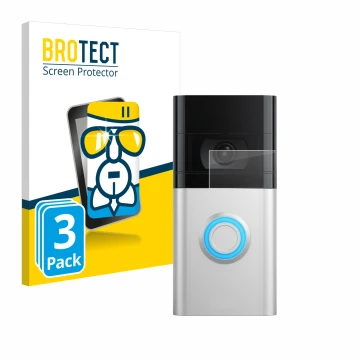 Vorderseite einer Produktverpackung mit dem Markenlogo BROTECT. Daneben ist das Gerät Ring Video Doorbell 4 mit dem zugehörige