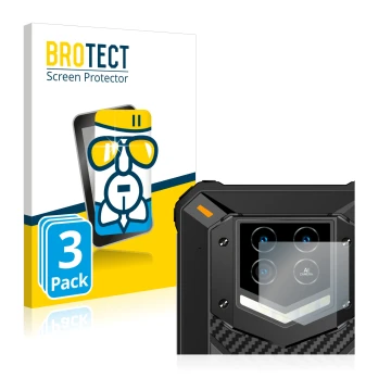 Vorderseite einer Produktverpackung mit dem Markenlogo BROTECT. Daneben ist das Gerät Oukitel WP15 5G (NUR Kameraschutz) mit d