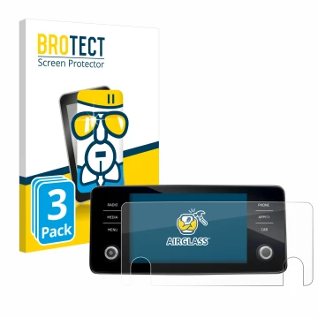 Vorderseite einer Produktverpackung mit dem Markenlogo BROTECT. Daneben ist das Gerät Skoda Bolero 2020 Infotainment System 8