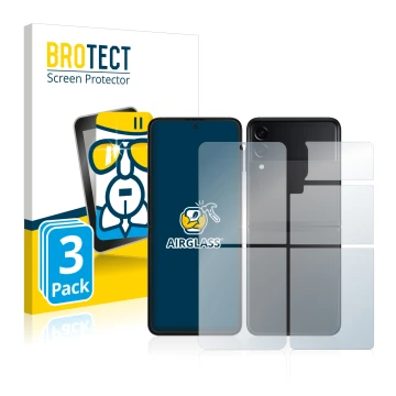 Vorderseite einer Produktverpackung mit dem Markenlogo BROTECT. Daneben ist das Gerät Samsung Galaxy Z Flip 3 5G (Display+Rück