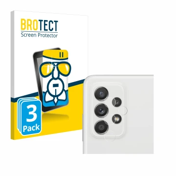 Vorderseite einer Produktverpackung mit dem Markenlogo BROTECT. Daneben ist das Gerät Samsung Galaxy A52s 5G (NUR Kameraschutz