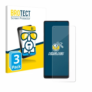 Vorderseite einer Produktverpackung mit dem Markenlogo BROTECT. Daneben ist das Gerät Cubot Max 3 mit dem zugehörigen Displays