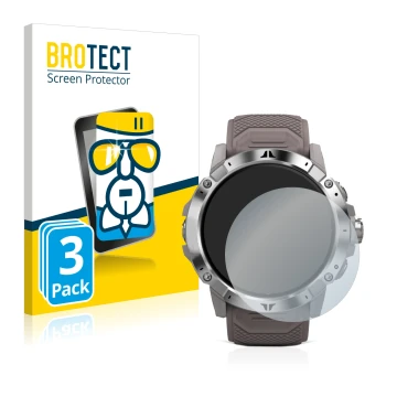 Vorderseite einer Produktverpackung mit dem Markenlogo BROTECT. Daneben ist das Gerät Coros Vertix 2 mit dem zugehörigen Displ