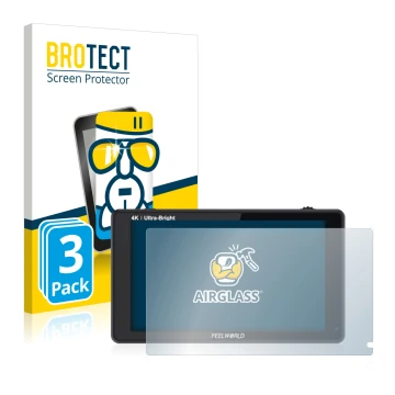 Vorderseite einer Produktverpackung mit dem Markenlogo BROTECT. Daneben ist das Gerät Feelworld LUT6S 6
