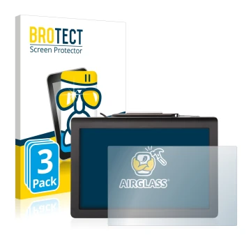 Vorderseite einer Produktverpackung mit dem Markenlogo BROTECT. Daneben ist das Gerät Signotec Pen Display Delta (Touch) mit d
